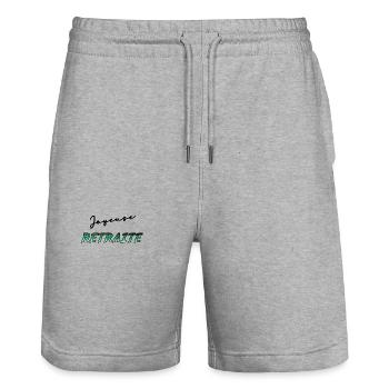 RETRAITE. BONNE RETRAITE. JOYEUSE RETRAITE - Short de jogging bio TRAINER Stanley/Stella unisexe - gris chiné - Devant - Nik (191cm) & Marisol (170cm)