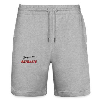 RETRAITE. BONNE RETRAITE. JOYEUSE RETRAITE - Short de jogging bio TRAINER Stanley/Stella unisexe - gris chiné - Devant - Nik (191cm) & Marisol (170cm)