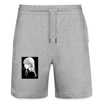 anime, fille, cadeau, otaku, manga, horreur - Short de jogging bio TRAINER Stanley/Stella unisexe - gris chiné - Devant - Nik (191cm) & Marisol (170cm)
