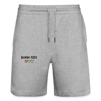 FÊTE DES MÈRES. BONNE FÊTE MAMAN. MAMAN. FÊTE - Short de jogging bio TRAINER Stanley/Stella unisexe - gris chiné - Devant - Nik (191cm) & Marisol (170cm)
