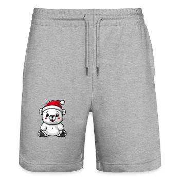 Polar Bear Christmas Christmas - Stanley/Stella Trainer Unisex Organic Jogging Shorts - heather grey - Front - Nik (191cm) & Marisol (170cm)