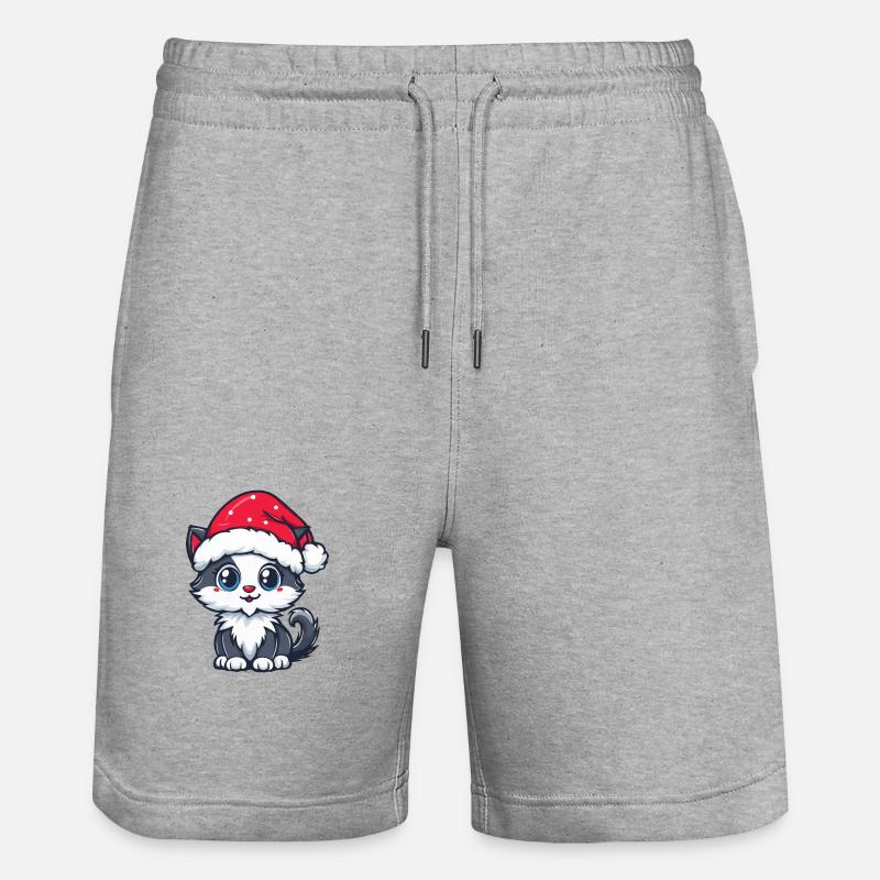 Chat Noël Mignon - Short de jogging bio TRAINER Stanley/Stella unisexe - gris chiné