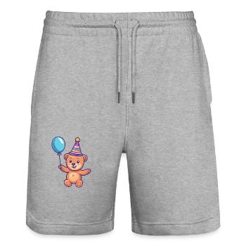 Bear Birthday Baby - Stanley/Stella Trainer Unisex Organic Jogging Shorts - heather grey - Front - Nik (191cm) & Marisol (170cm)