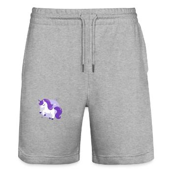 Märchen Lila Einhorn Pferd Sterne Fantasie Fabel - Stanley/Stella Unisex Bio Joggingshorts Trainer  - Grau meliert - Vorne - Nik (191cm) & Marisol (170cm)