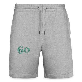 60. 60 YEARS. 60TH ANNIVERSARY. BIRTHDAY 60 YEARS. - Stanley/Stella Trainer Unisex Organic Jogging Shorts - heather grey - Front - Nik (191cm) & Marisol (170cm)
