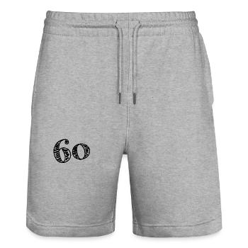 60. 60 YEARS. 60TH ANNIVERSARY. BIRTHDAY 60 YEARS. - Stanley/Stella Trainer Unisex Organic Jogging Shorts - heather grey - Front - Nik (191cm) & Marisol (170cm)