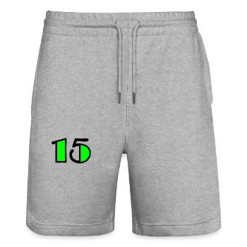 15. 15 YEARS. 15th ANNIVERSARY. BIRTHDAY 15 YEARS. - Stanley/Stella Trainer Unisex Organic Jogging Shorts - heather grey - Front - Nik (191cm) & Marisol (170cm)