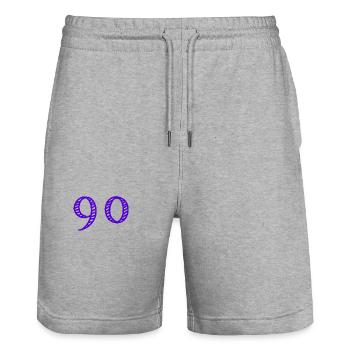 90 JAHRE. 90-JÄHRIGES JUBILÄUM. GEBURTSTAG 90 JAHRE. JAHR - Stanley/Stella Unisex Bio Joggingshorts Trainer  - Grau meliert - Vorne - Nik (191cm) & Marisol (170cm)