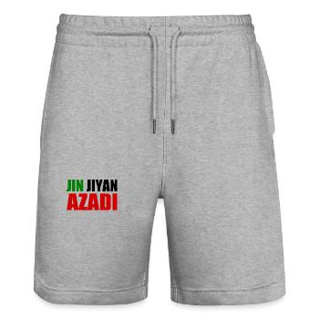jin jiyan azadi - Stanley/Stella Unisex Bio Joggingshorts Trainer  - Grau meliert - Vorne - Nik (191cm) & Marisol (170cm)