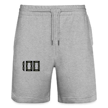100 JAHRE. 100-jähriges Jubiläum. 100-JÄHRIGES JUBILÄUM - Stanley/Stella Unisex Bio Joggingshorts Trainer  - Grau meliert - Vorne - Nik (191cm) & Marisol (170cm)