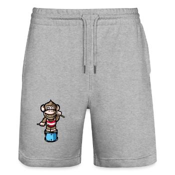 Ape Drums - Stanley/Stella Trainer Unisex Organic Jogging Shorts - heather grey - Front - Nik (191cm) & Marisol (170cm)