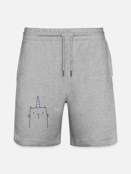 Einhorn Katze niedlich Geschenk - Stanley/Stella Unisex Bio Joggingshorts Trainer  - Grau meliert