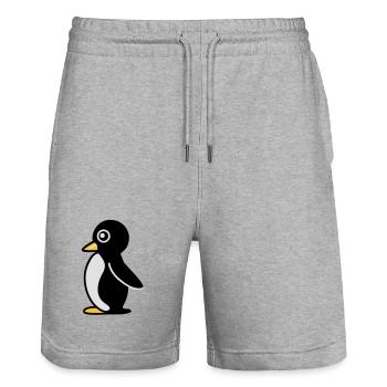 Minimalistischer Pinguin - Stanley/Stella Unisex Bio Joggingshorts Trainer  - Grau meliert - Vorne - Nik (191cm) & Marisol (170cm)