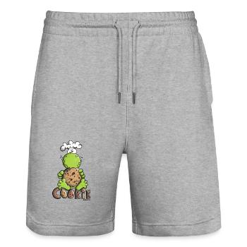 Frog with Cookie - Stanley/Stella Trainer Unisex Organic Jogging Shorts - heather grey - Front - Nik (191cm) & Marisol (170cm)