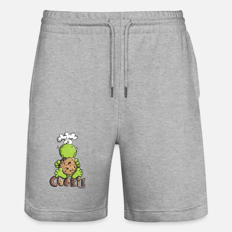 Frosch mit Cookie - Stanley/Stella Unisex Bio Joggingshorts Trainer  - Grau meliert