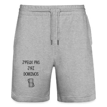 Domino / Dominoes / Spiel / Spieler - Stanley/Stella Unisex Bio Joggingshorts Trainer  - Grau meliert - Vorne - Nik (191cm) & Marisol (170cm)