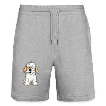 Knuffiger Havaneser - Stanley/Stella Unisex Bio Joggingshorts Trainer  - Grau meliert - Vorne - Nik (191cm) & Marisol (170cm)