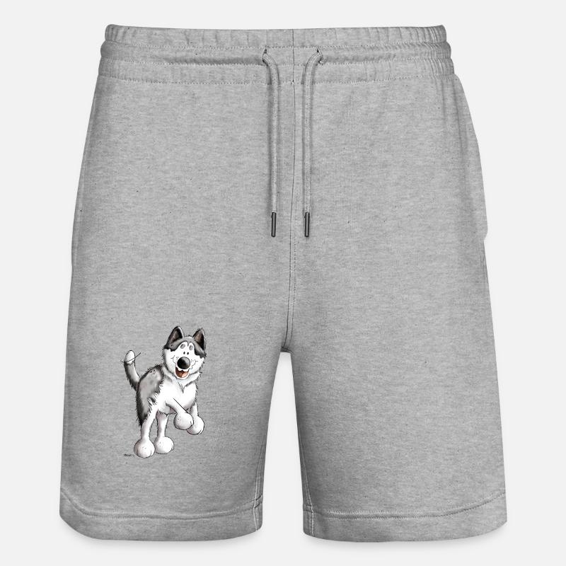Fröhlicher Husky - Stanley/Stella Unisex Bio Joggingshorts Trainer  - Grau meliert