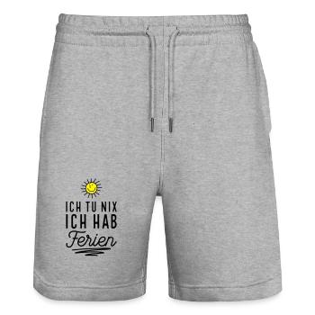 Endlich Ferien - Stanley/Stella Unisex Bio Joggingshorts Trainer  - Grau meliert - Vorne - Nik (191cm) & Marisol (170cm)
