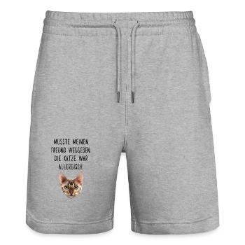 Musste meinen Freund weggeben die Katze allergisch - Stanley/Stella Unisex Bio Joggingshorts Trainer  - Grau meliert - Vorne - Nik (191cm) & Marisol (170cm)