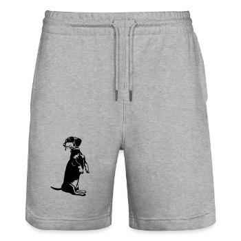 Dachshund - Stanley/Stella Trainer Unisex Organic Jogging Shorts - heather grey - Front - Nik (191cm) & Marisol (170cm)