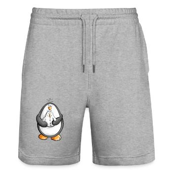 Pinguin und Schneemann sind beste Freunde - Stanley/Stella Unisex Bio Joggingshorts Trainer  - Grau meliert - Vorne - Nik (191cm) & Marisol (170cm)