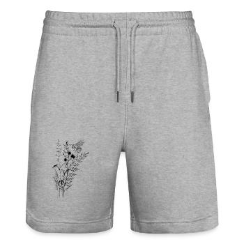 Wildflower and bee ant composition - Stanley/Stella Trainer Unisex Organic Jogging Shorts - heather grey - Front - Nik (191cm) & Marisol (170cm)