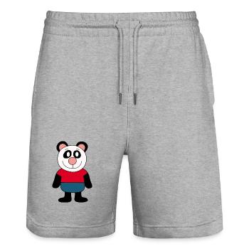 Panda Pandabär Bär Bärchen Gesicht Augen cute - Stanley/Stella Unisex Bio Joggingshorts Trainer  - Grau meliert - Vorne - Nik (191cm) & Marisol (170cm)