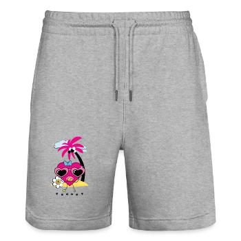 Cœur sur l’île - Short de jogging bio TRAINER Stanley/Stella unisexe - gris chiné - Devant - Nik (191cm) & Marisol (170cm)