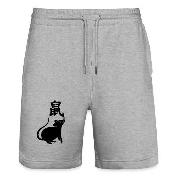 Caractère chinois rat avec image de rat - Short de jogging bio TRAINER Stanley/Stella unisexe - gris chiné - Devant - Nik (191cm) & Marisol (170cm)