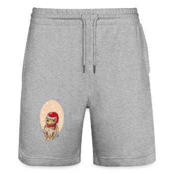 Weihnachtsvogel Spatz - Stanley/Stella Unisex Bio Joggingshorts Trainer  - Grau meliert - Vorne - Nik (191cm) & Marisol (170cm)