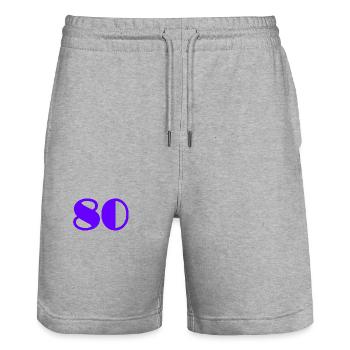 80. 80 YEARS. 80TH ANNIVERSARY. BIRTHDAY 80 YEARS. - Stanley/Stella Trainer Unisex Organic Jogging Shorts - heather grey - Front - Nik (191cm) & Marisol (170cm)