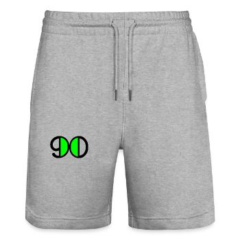 90 YEARS. 90th ANNIVERSARY. 90 YEARS ANNIVERSARY. 90 - Stanley/Stella Trainer Unisex Organic Jogging Shorts - heather grey - Front - Nik (191cm) & Marisol (170cm)