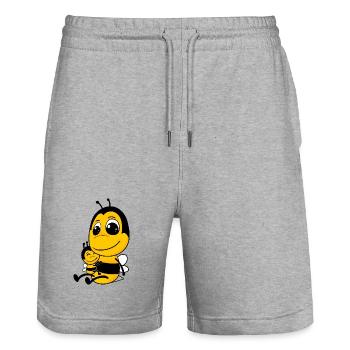 Biene Familie - Biene mit Baby - Biene Motiv - Stanley/Stella Unisex Bio Joggingshorts Trainer  - Grau meliert - Vorne - Nik (191cm) & Marisol (170cm)