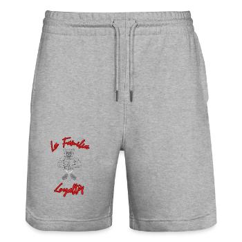 La Familia, Loyalty Design - Stanley/Stella Unisex Bio Joggingshorts Trainer  - Grau meliert - Vorne - Nik (191cm) & Marisol (170cm)