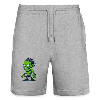 Zombie - Stanley/Stella Trainer Unisex Organic Jogging Shorts - heather grey - Front - Nik (191cm) & Marisol (170cm)