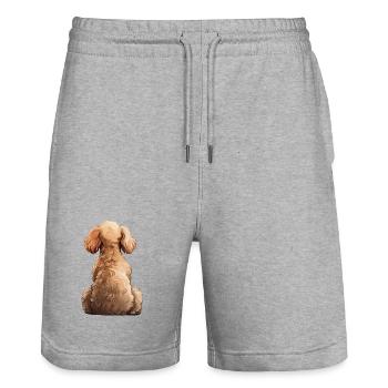 Caniche - Short de jogging bio TRAINER Stanley/Stella unisexe - gris chiné - Devant - Nik (191cm) & Marisol (170cm)