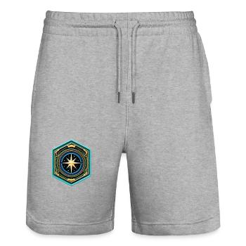 Kartenstern Kompass Patch - Stanley/Stella Unisex Bio Joggingshorts Trainer  - Grau meliert - Vorne - Nik (191cm) & Marisol (170cm)