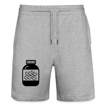 Jar of pills for Pharmacy - Stanley/Stella Trainer Unisex Organic Jogging Shorts - heather grey - Front - Nik (191cm) & Marisol (170cm)