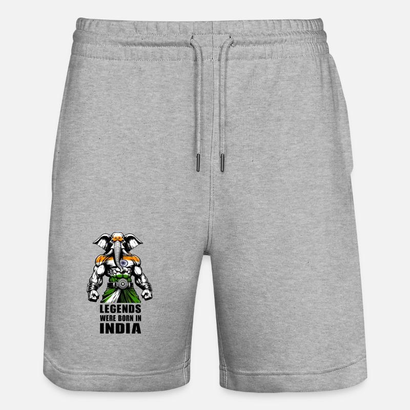 Motif de légendes d'éléphants d'Inde - Short de jogging bio TRAINER Stanley/Stella unisexe - gris chiné