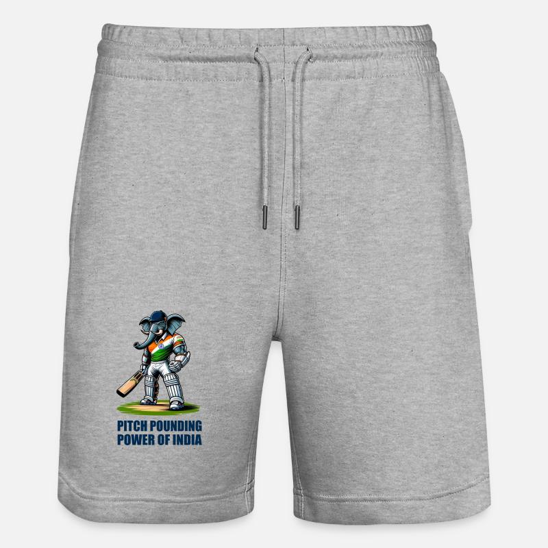 Motif d'éléphant de cricket indien - Short de jogging bio TRAINER Stanley/Stella unisexe - gris chiné
