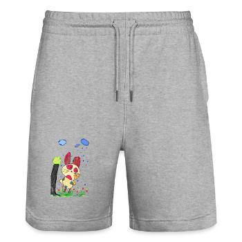 Hase Hoppel - Stanley/Stella Unisex Bio Joggingshorts Trainer  - Grau meliert - Vorne - Nik (191cm) & Marisol (170cm)