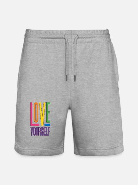 LGBTQ Pride Month - Love Yourself - Stanley/Stella Trainer Unisex Organic Jogging Shorts - heather grey