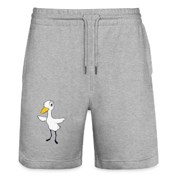Oiseau sceptique - Short de jogging bio TRAINER Stanley/Stella unisexe - gris chiné - Devant - Nik (191cm) & Marisol (170cm)