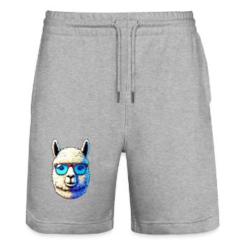 Alpaga avec lunettes de soleil - Short de jogging bio TRAINER Stanley/Stella unisexe - gris chiné - Devant - Nik (191cm) & Marisol (170cm)
