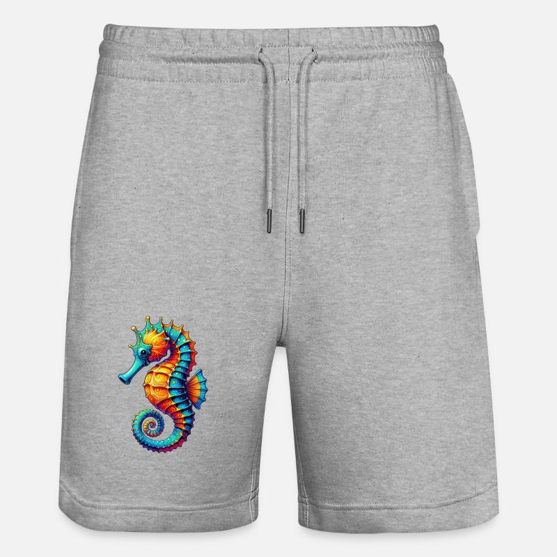 Seepferdchen - Stanley/Stella Unisex Bio Joggingshorts Trainer  - Grau meliert