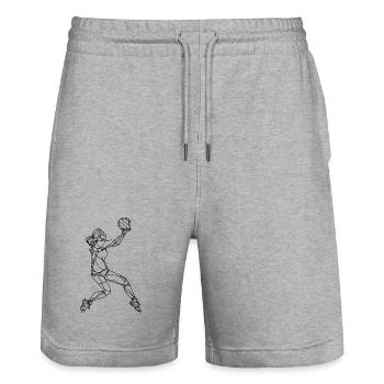 Volleyball Mädchen Zeichnung - Stanley/Stella Unisex Bio Joggingshorts Trainer  - Grau meliert - Vorne - Nik (191cm) & Marisol (170cm)