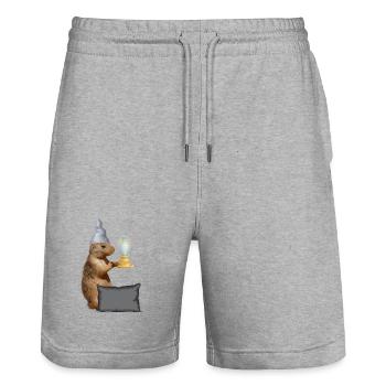 Squirrel with lamp and pillow - Stanley/Stella Trainer Unisex Organic Jogging Shorts - heather grey - Front - Nik (191cm) & Marisol (170cm)