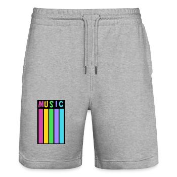 Farbige Musiksäulen inspiriert von Retro-Design - Stanley/Stella Unisex Bio Joggingshorts Trainer  - Grau meliert - Vorne - Nik (191cm) & Marisol (170cm)