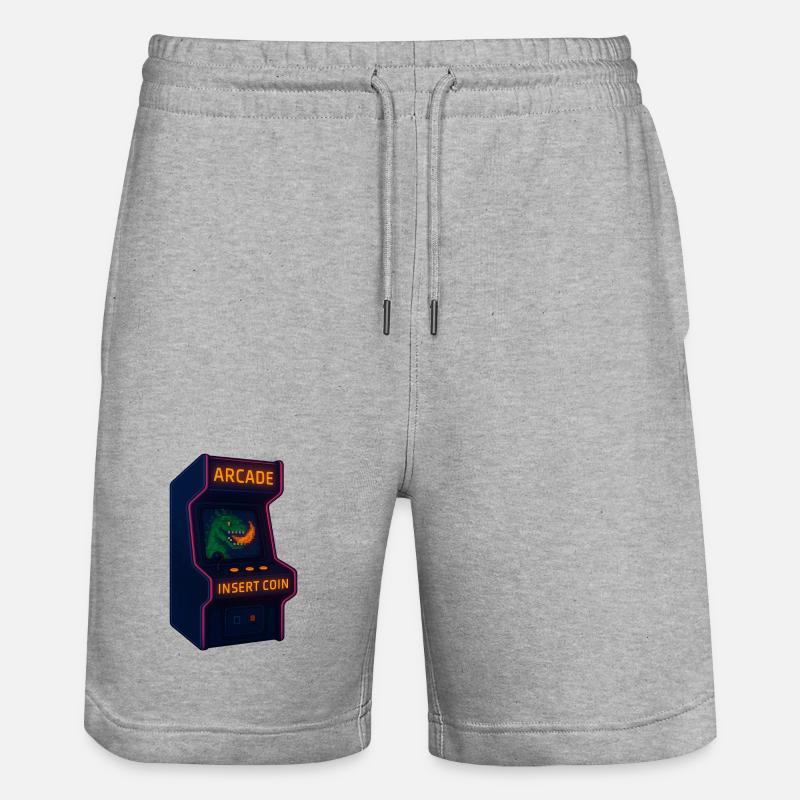 Dino Arcade Neon Pixel - Short de jogging bio TRAINER Stanley/Stella unisexe - gris chiné